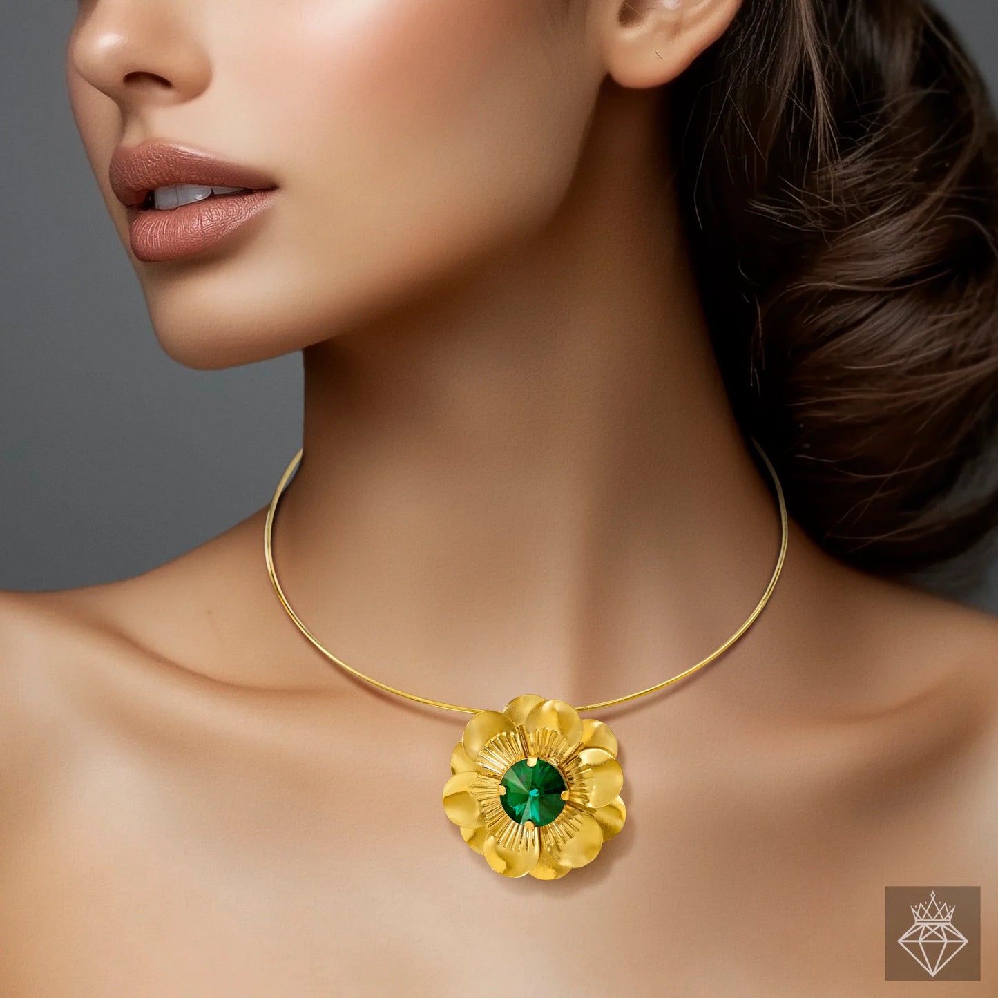 Gold Plated, Anti-Tarnish Emerald Daffodil Necklace✨