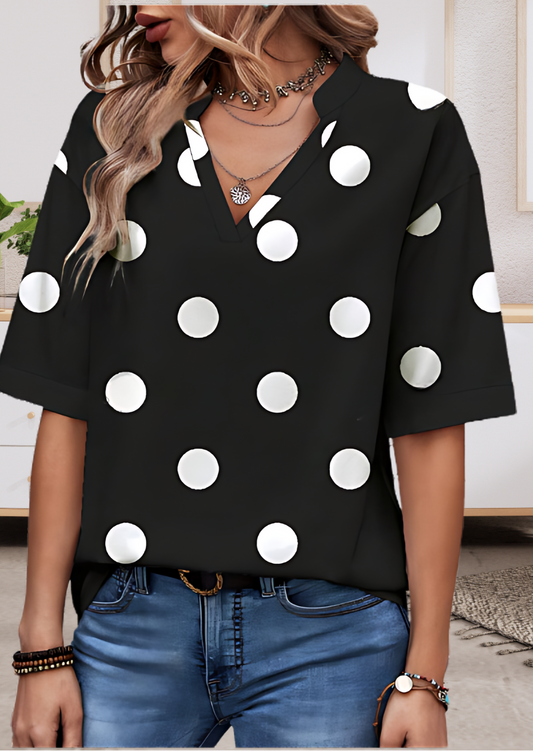 Black polka dot printed Top for Women