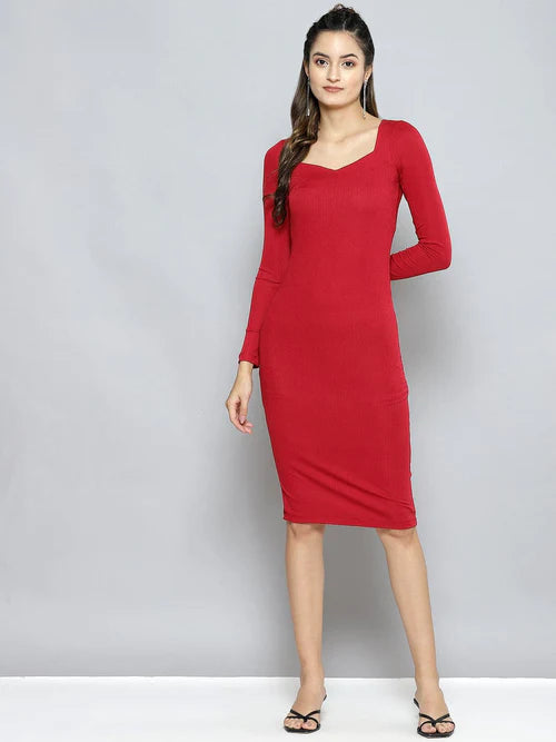 Solid Sweetheart neck Dress for Women