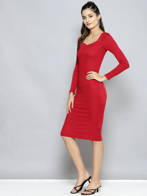 Solid Sweetheart neck Dress for Women