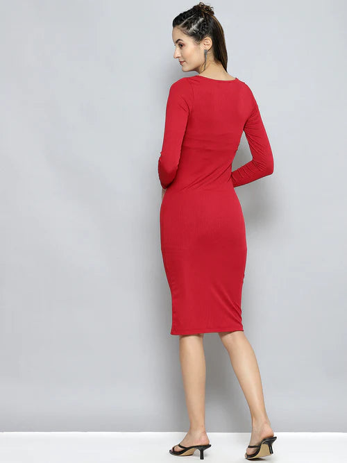 Solid Sweetheart neck Dress for Women