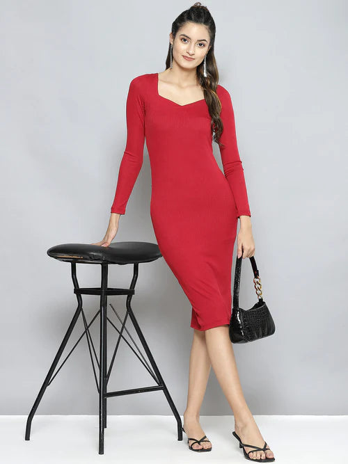 Solid Sweetheart neck Dress for Women