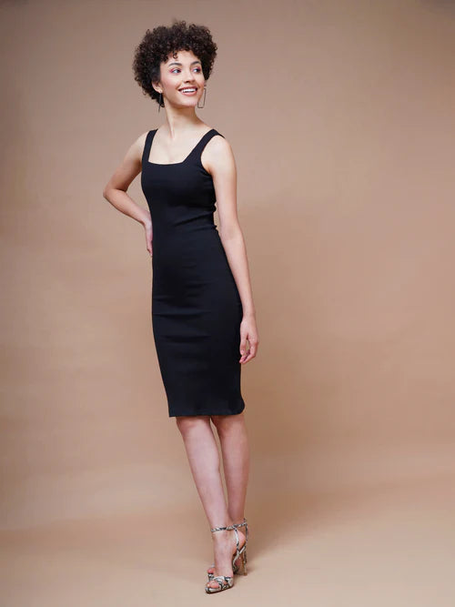 Solid Square neck Dress for Women