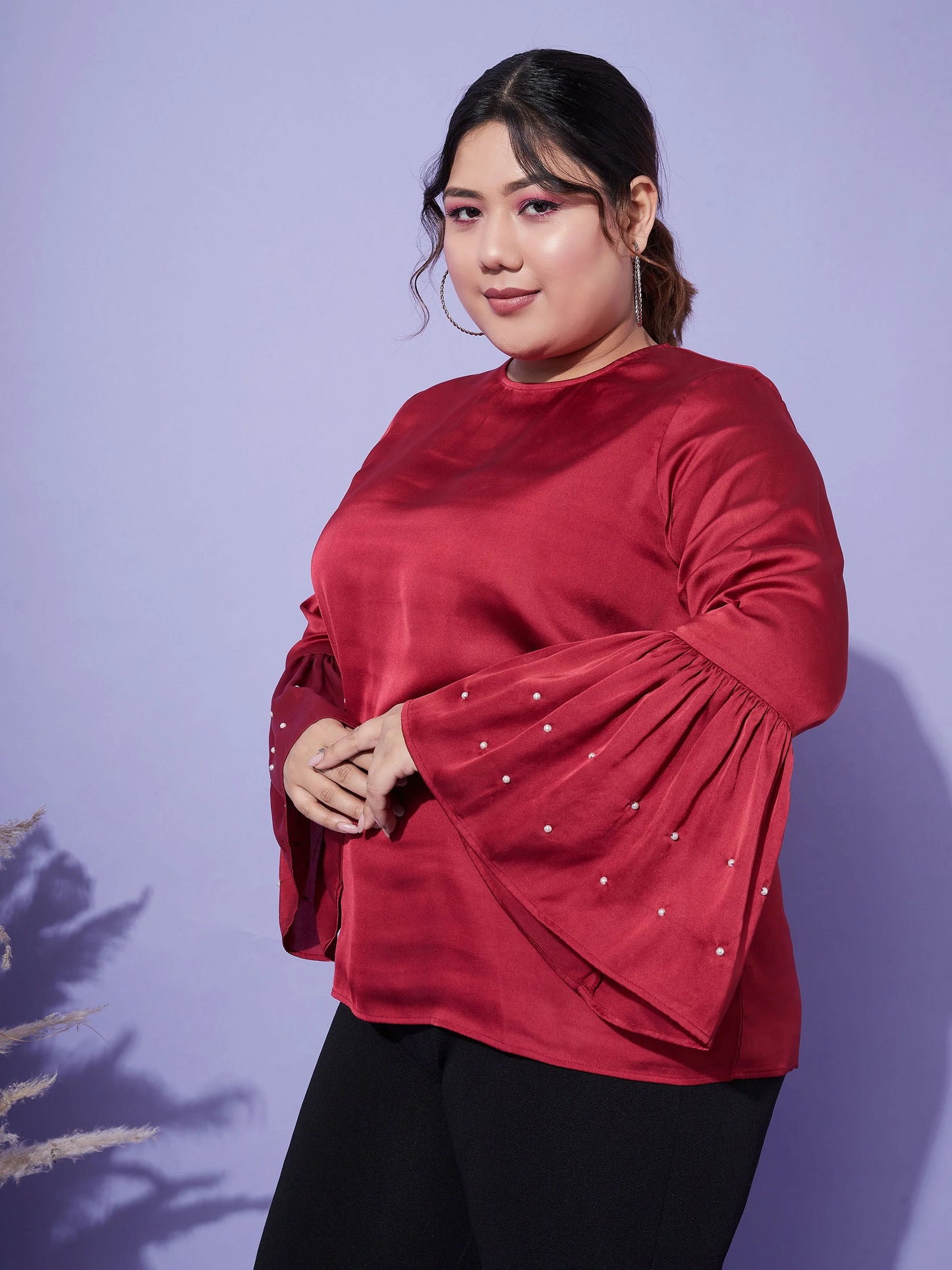 Plus size satin top for women