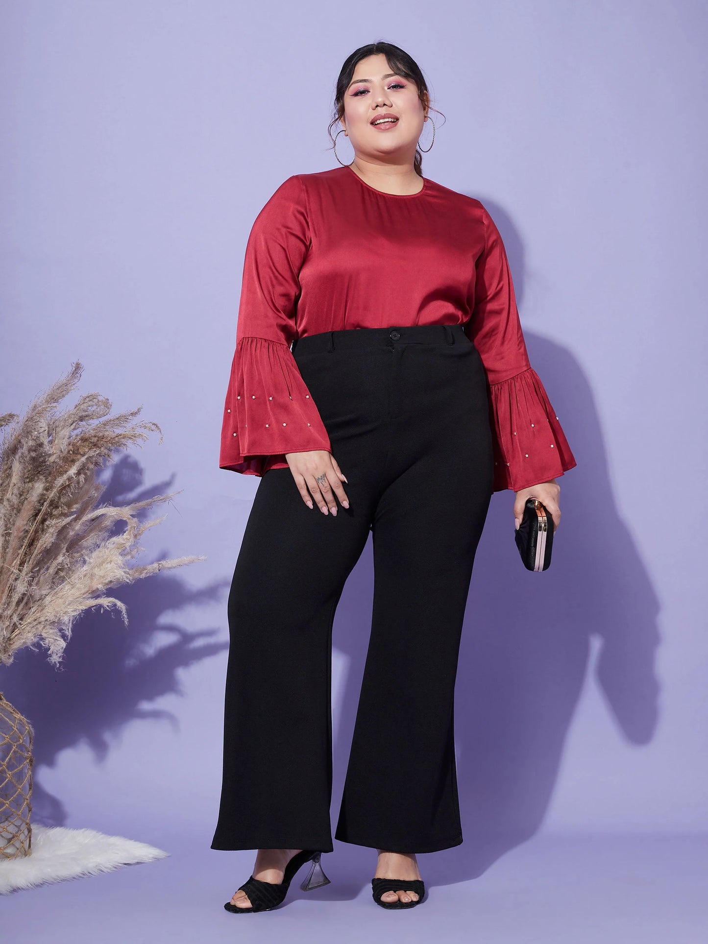 Plus size satin top for women