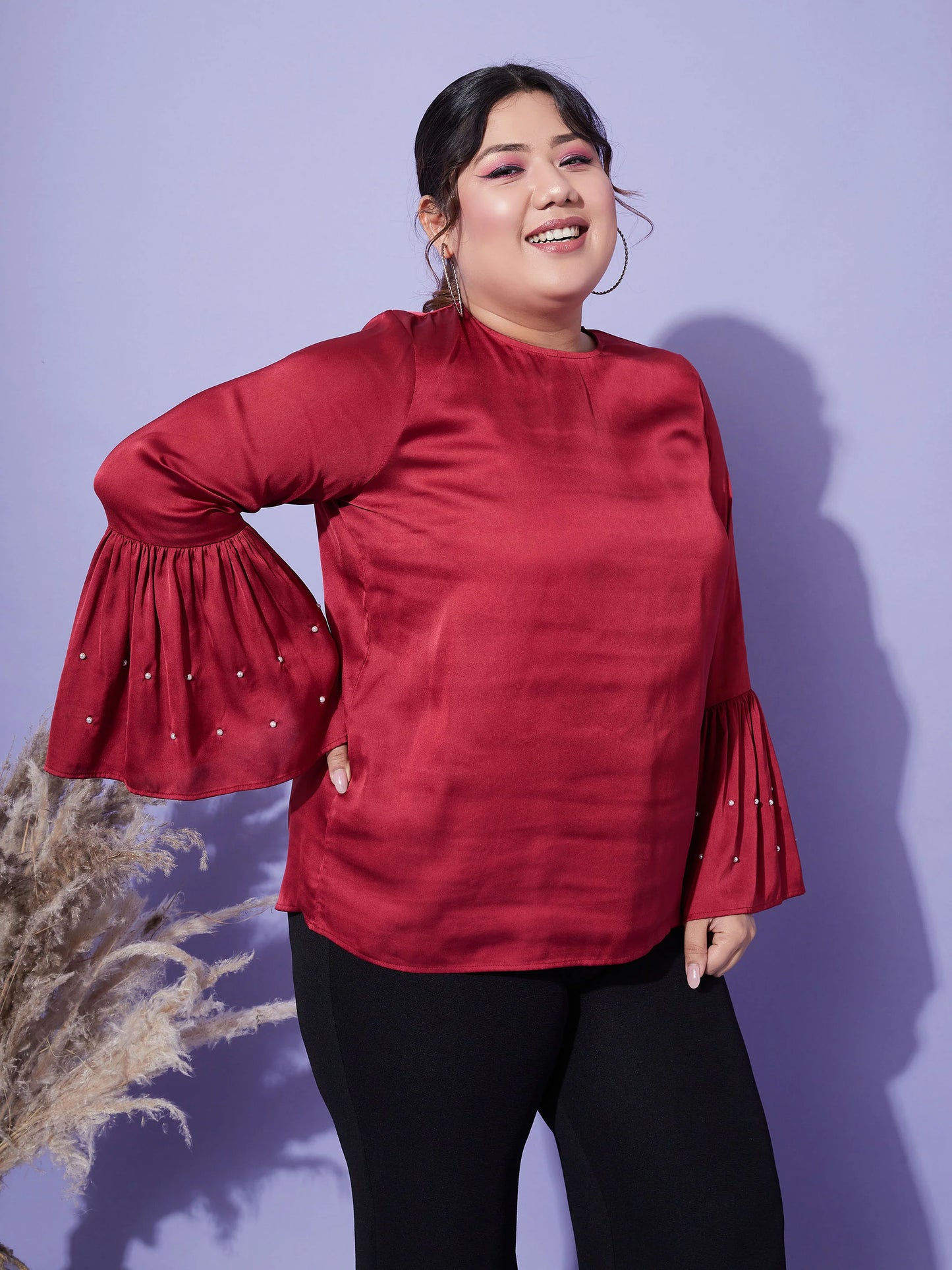 Plus size satin top for women