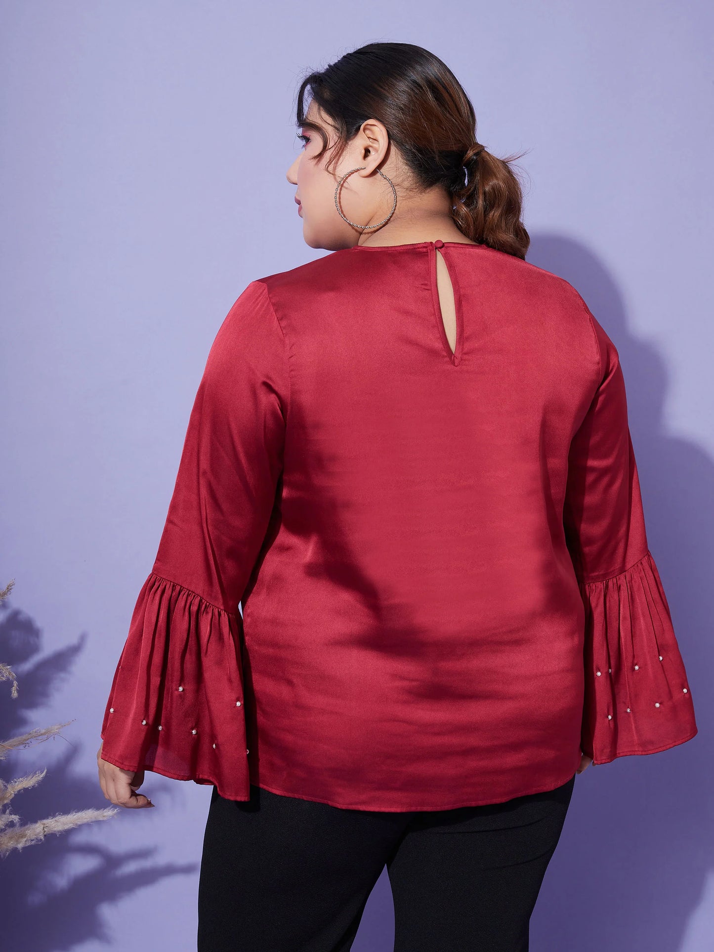 Plus size satin top for women