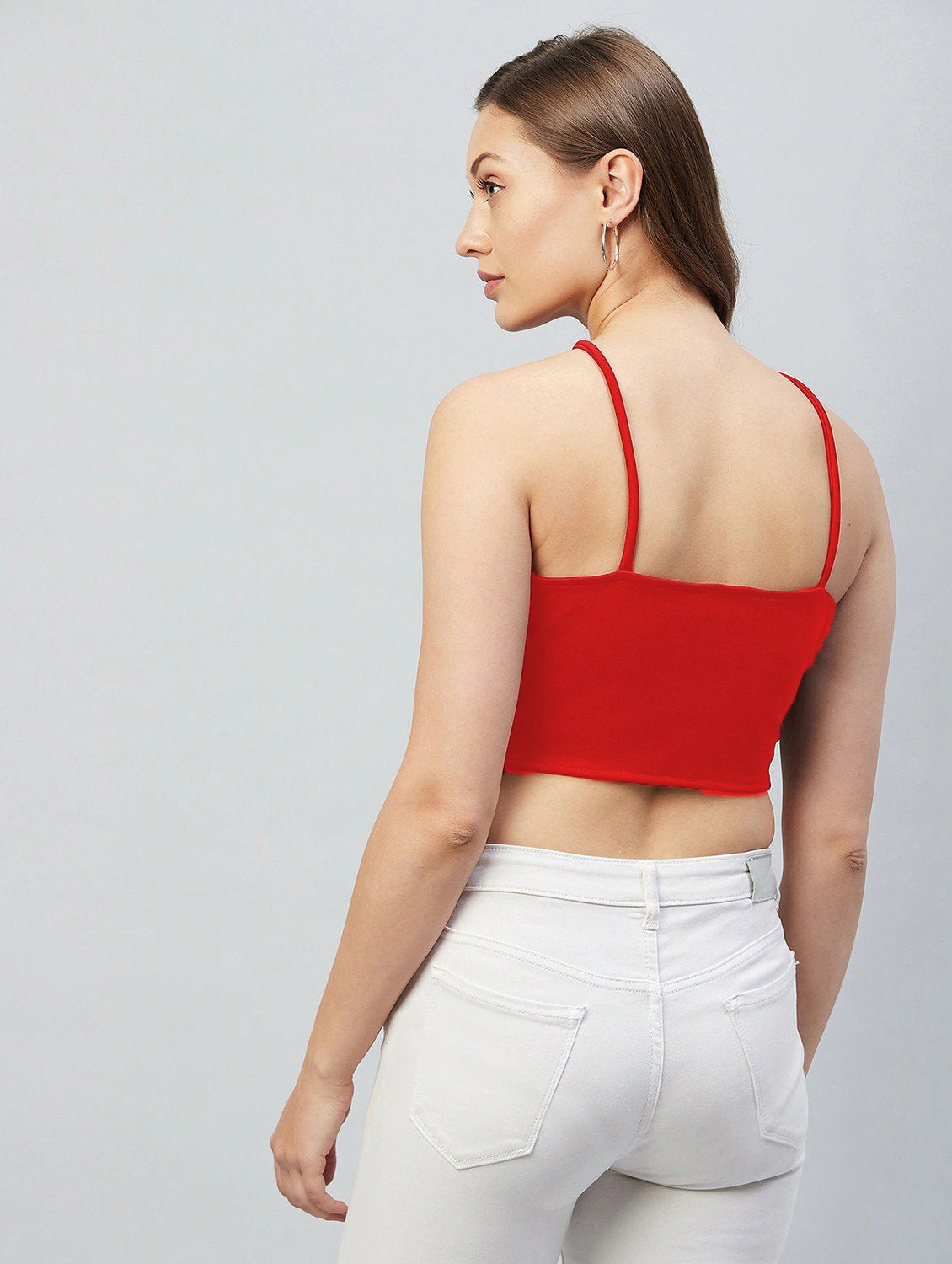 Red Halter Neck Lycra Crop Top