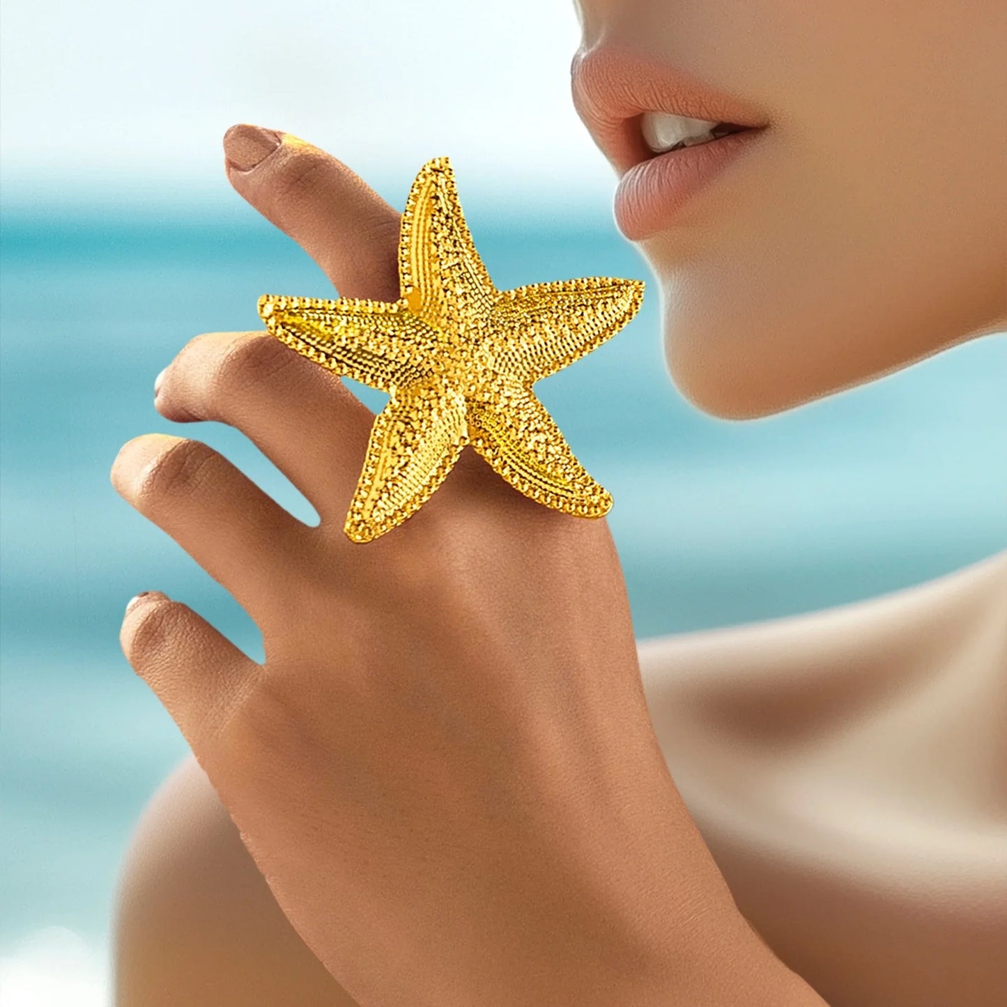 Gold Plated, Anti-Tarnish Starfish Ring✨