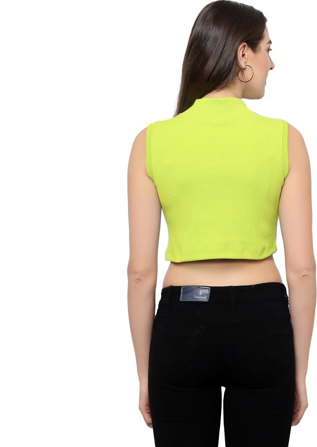 Mock Neck Ribbed Crop Top for Women | Stretchable | XS- XL