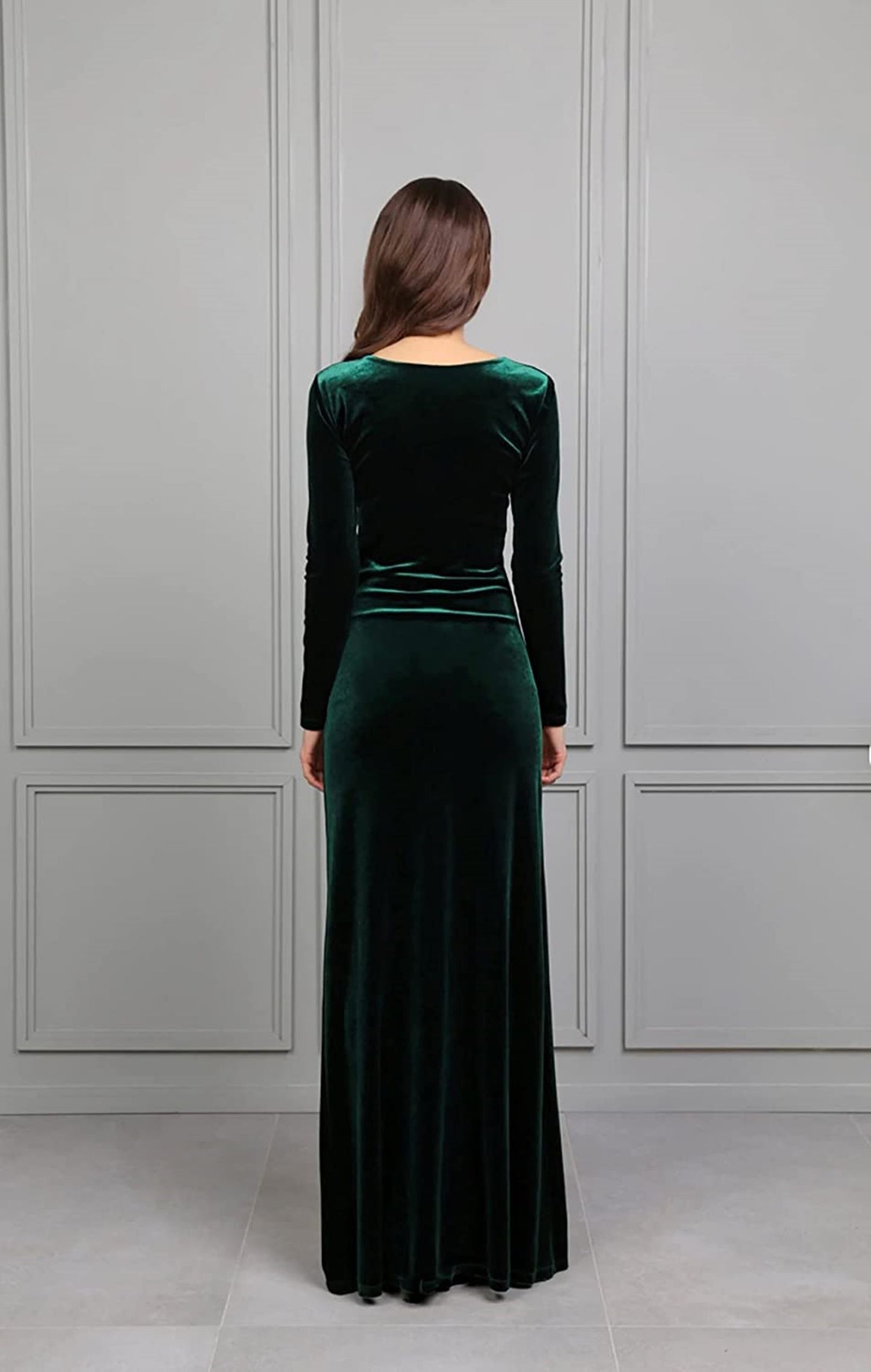 Velvet Green Maxi Dress For Women