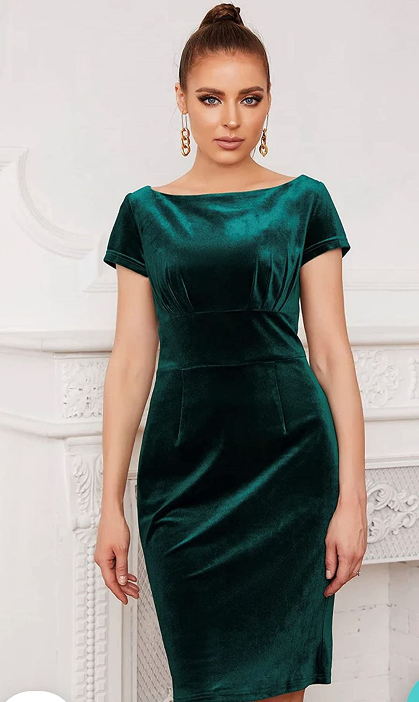 Green Velvet Dress for women