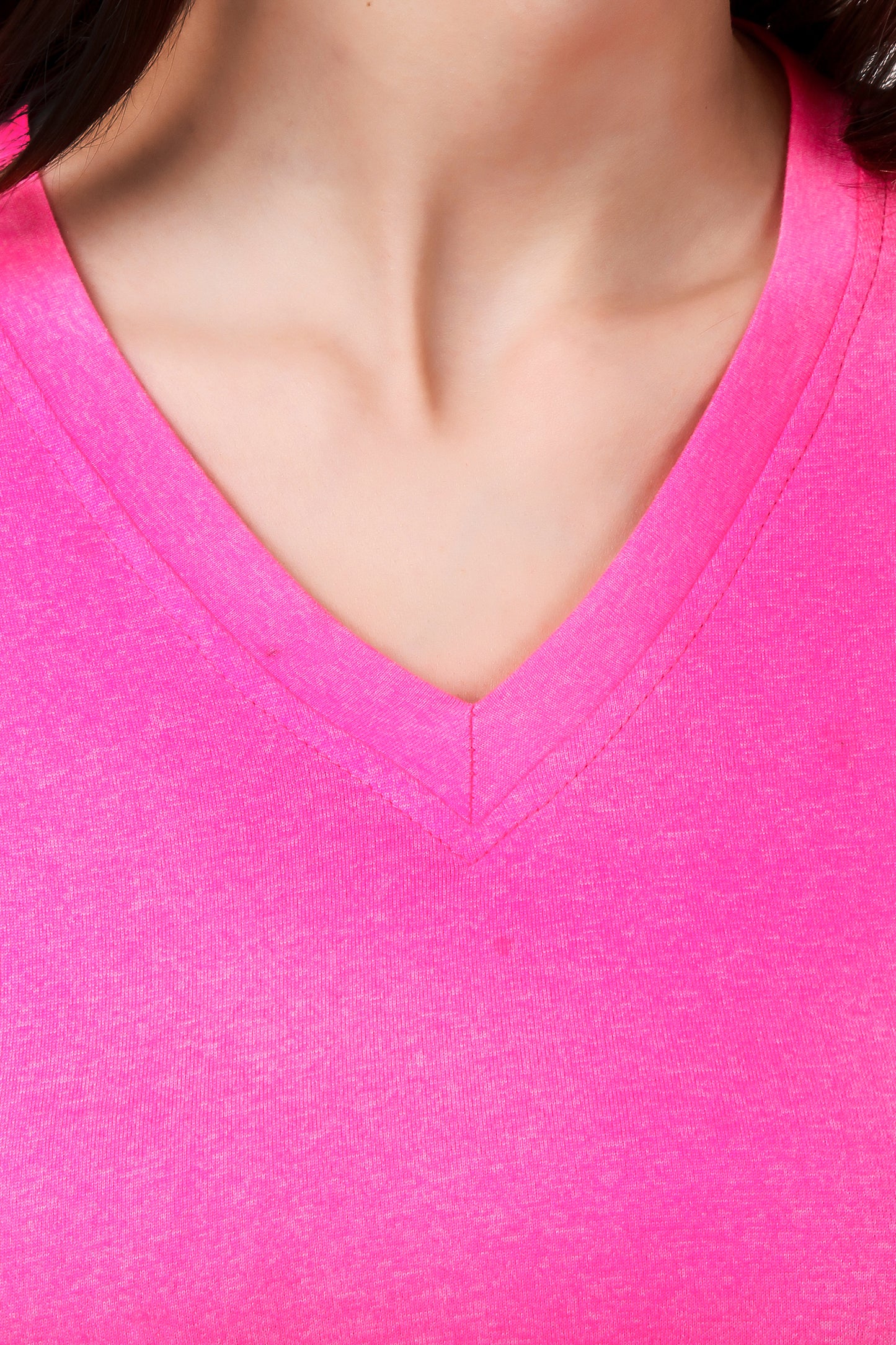 Neon Pink V Neck T-Shirt