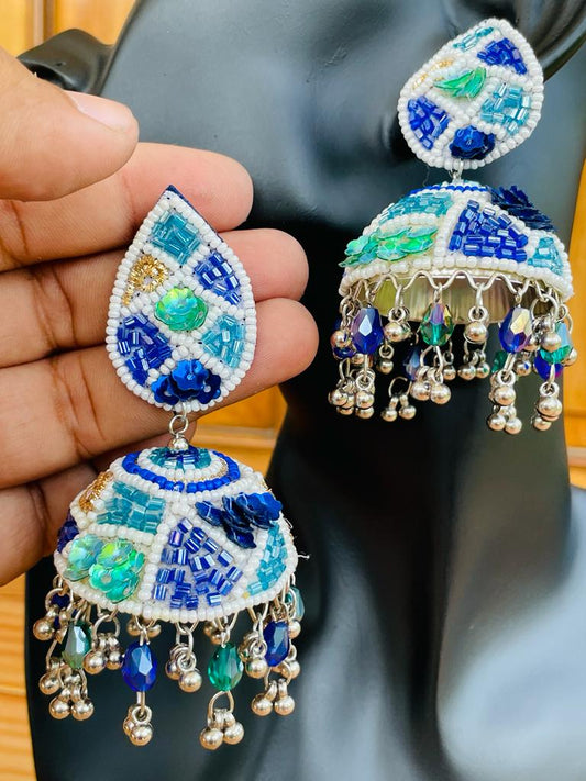 Handcrafted Blue Jhumkas