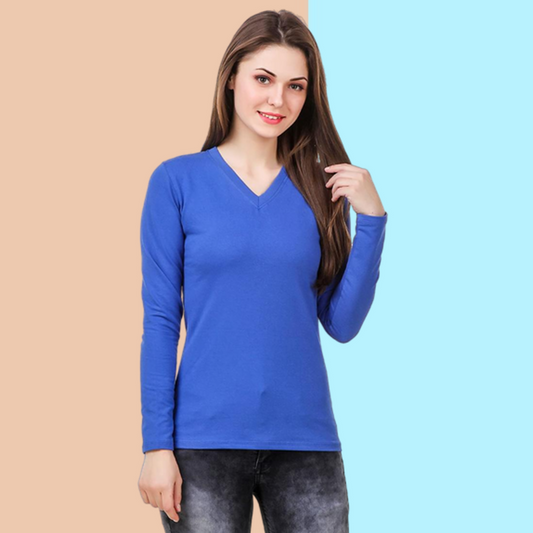 Blue V-Neck T-shirt for women