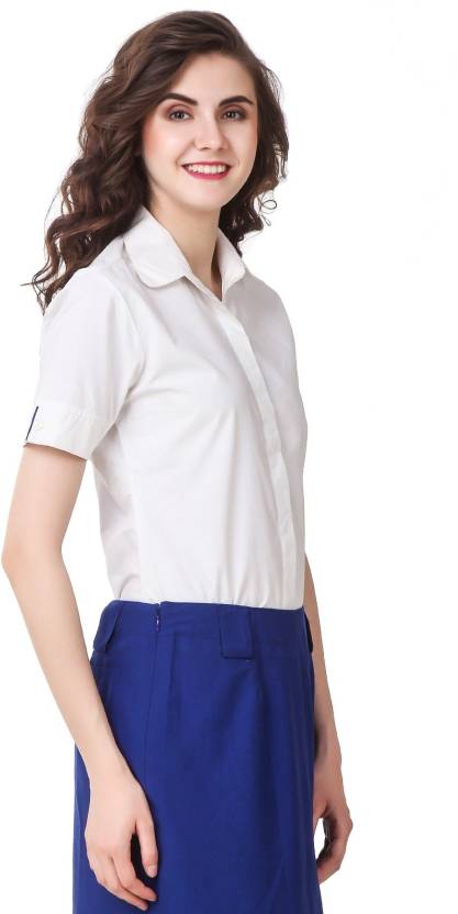 Formal White Half Sleeve Shirt for Women