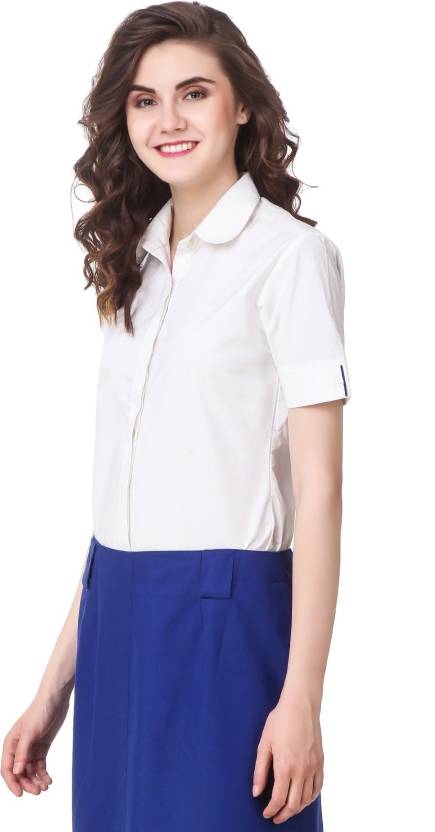 Formal White Half Sleeve Shirt for Women